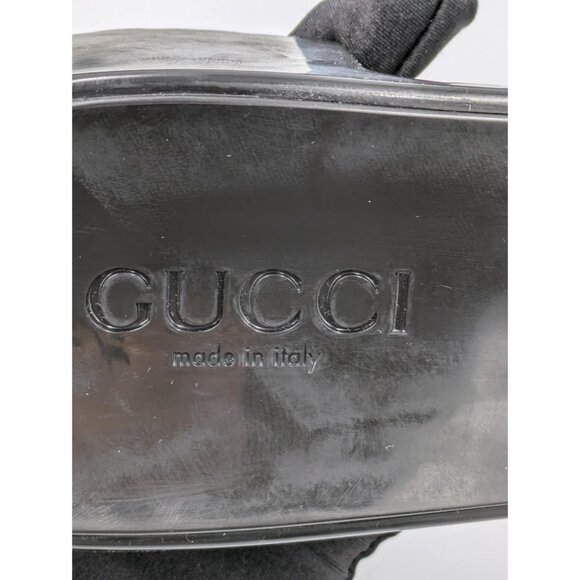 Gucci Logo Embossed Mid-Heel Rubber Sandals Black 624730 EU38 - Picture 8 of 12